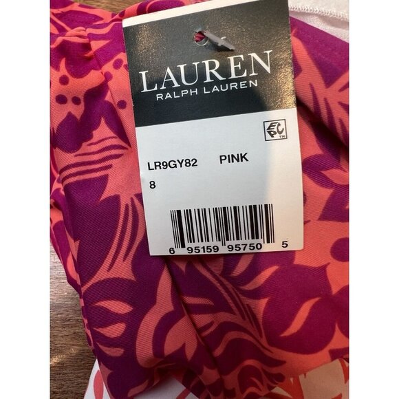 Lauren Ralph Lauren Women's Hawaiian High-Neck Swim Tankini Top Pink Size 8 - Picture 5 of 7
